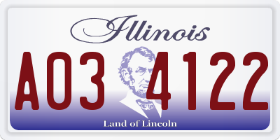 IL license plate A034122