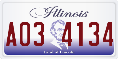 IL license plate A034134
