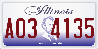 IL license plate A034135