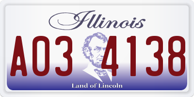 IL license plate A034138