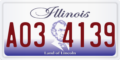 IL license plate A034139