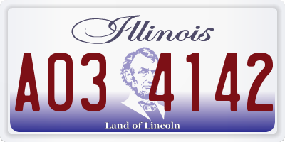 IL license plate A034142