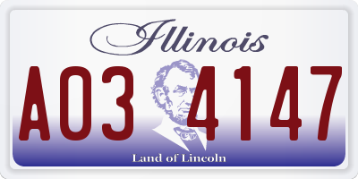 IL license plate A034147