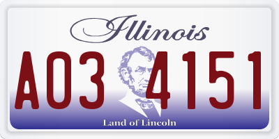 IL license plate A034151