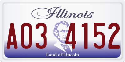 IL license plate A034152