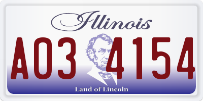 IL license plate A034154