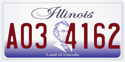 IL license plate A034162