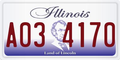 IL license plate A034170