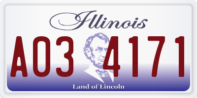 IL license plate A034171