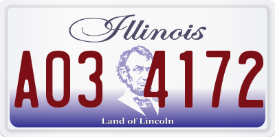 IL license plate A034172