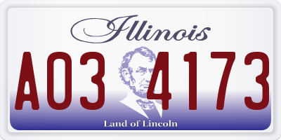 IL license plate A034173