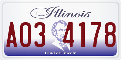 IL license plate A034178