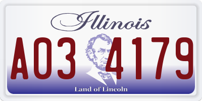 IL license plate A034179
