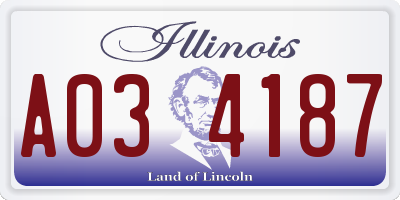 IL license plate A034187