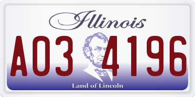 IL license plate A034196