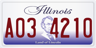 IL license plate A034210