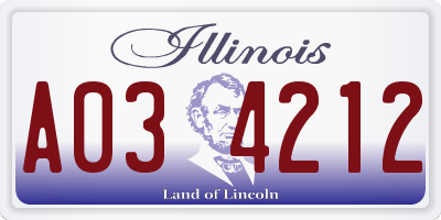 IL license plate A034212