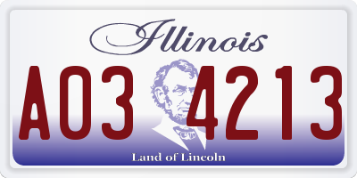 IL license plate A034213