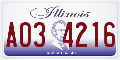 IL license plate A034216