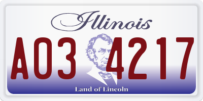 IL license plate A034217