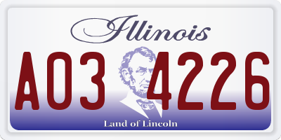 IL license plate A034226