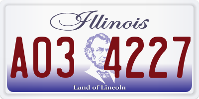 IL license plate A034227