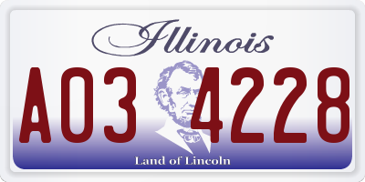 IL license plate A034228