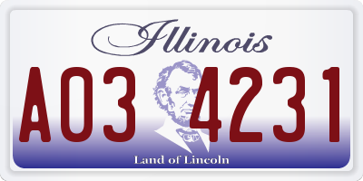 IL license plate A034231