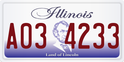 IL license plate A034233