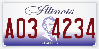 IL license plate A034234