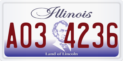 IL license plate A034236