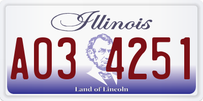 IL license plate A034251