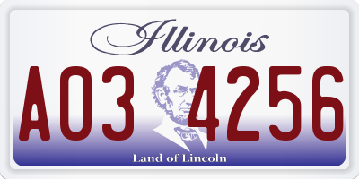 IL license plate A034256