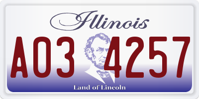 IL license plate A034257