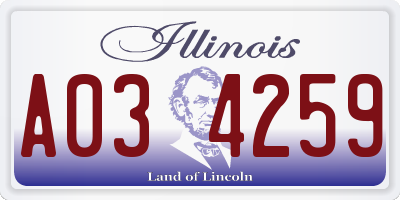 IL license plate A034259