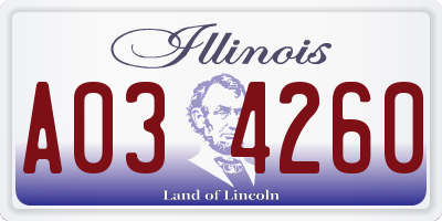 IL license plate A034260