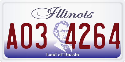 IL license plate A034264