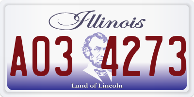 IL license plate A034273
