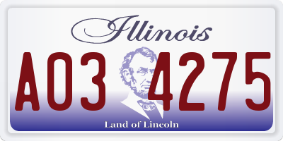 IL license plate A034275