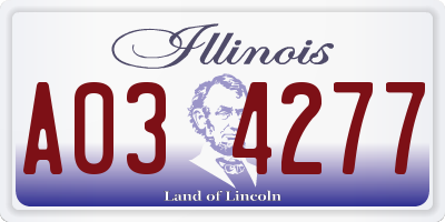 IL license plate A034277