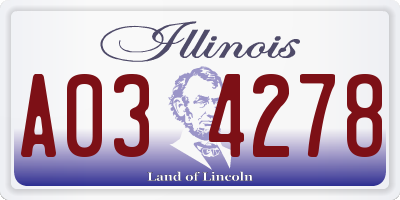 IL license plate A034278