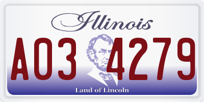 IL license plate A034279