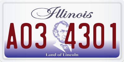 IL license plate A034301