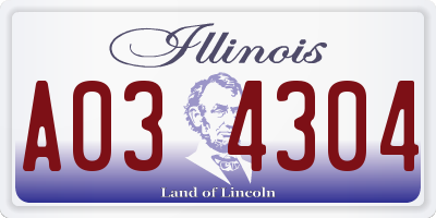 IL license plate A034304