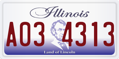 IL license plate A034313