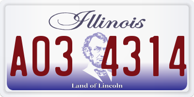 IL license plate A034314