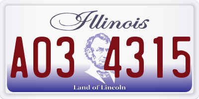 IL license plate A034315