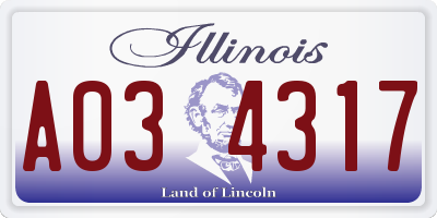 IL license plate A034317