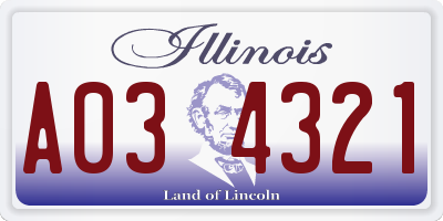 IL license plate A034321