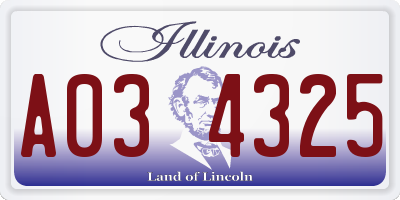 IL license plate A034325